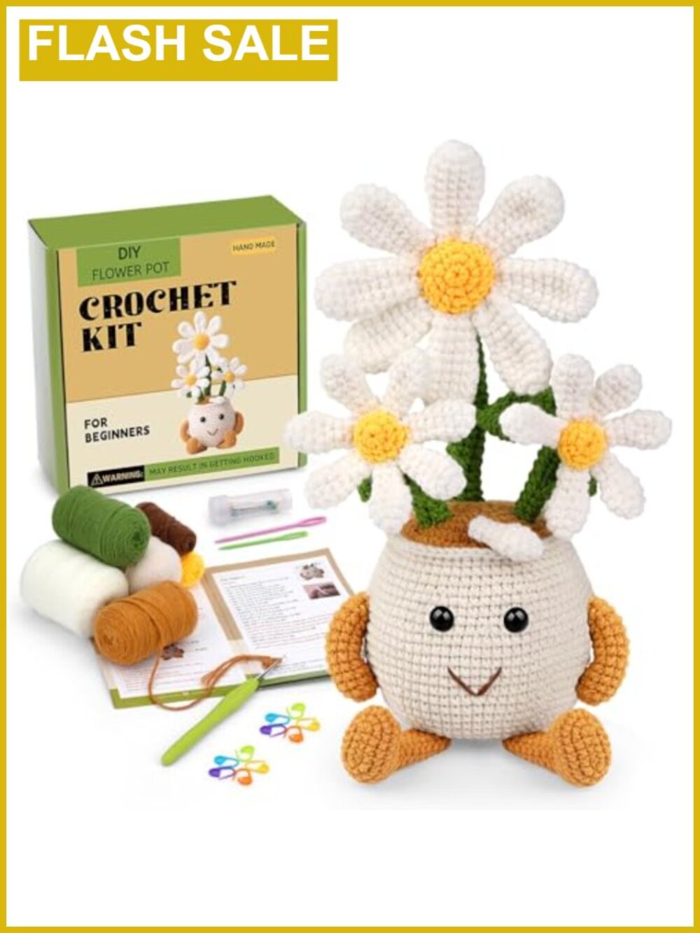 Daisy Crochet Kit for Beginners with Step-by-Step Video Tutorials Complete DIY